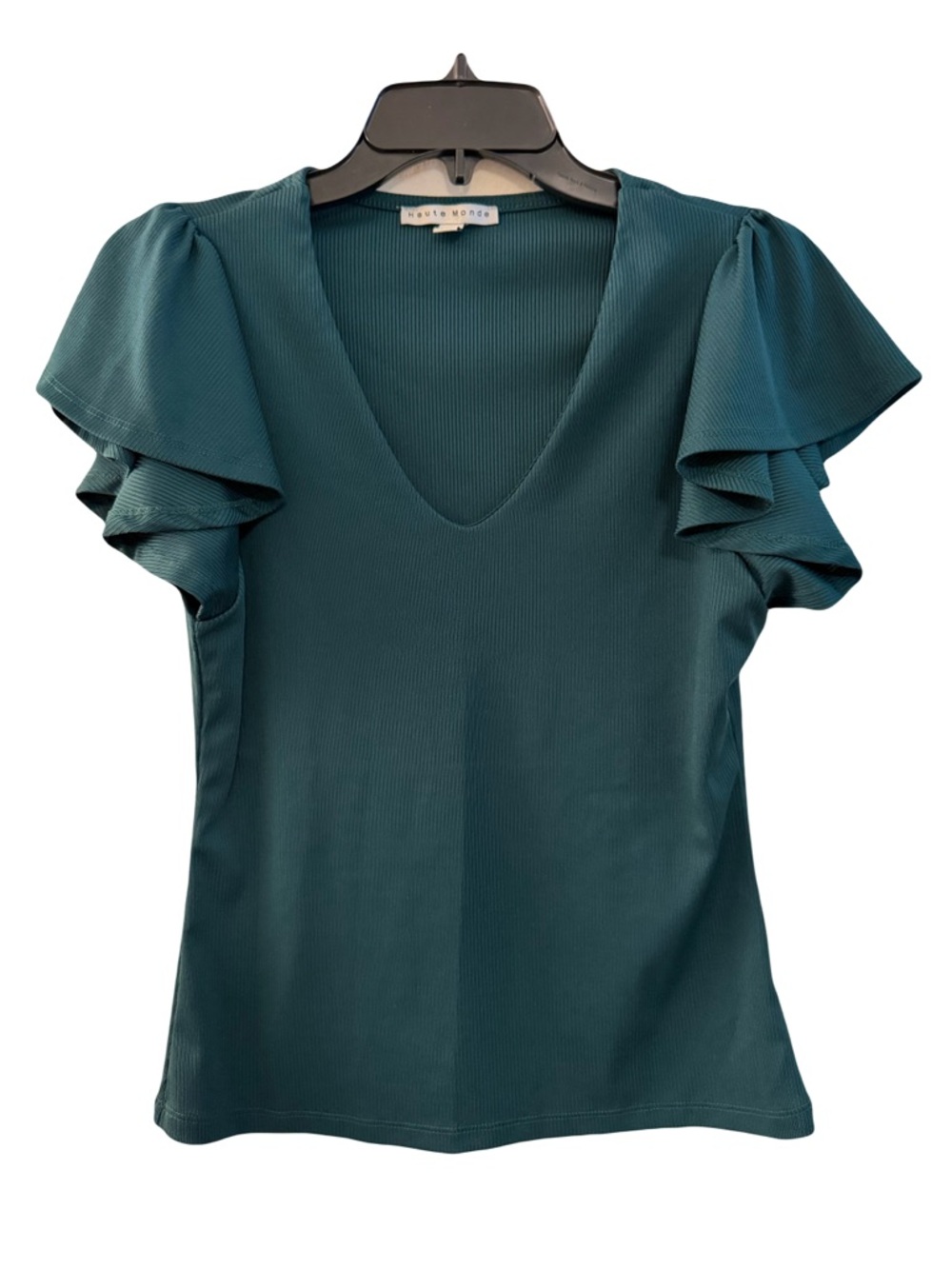 Haute Monde Forest Green Ruffle Sleeve Blouse